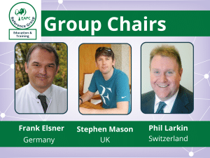 group chairs education and training Frank Elsner, Stephen Mason and Phil Larkin